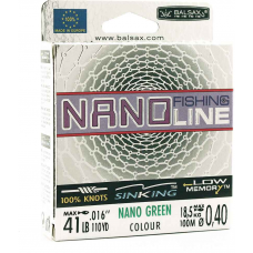 Леска BALSAX Nano Fishing Green BOX 100м 0,40 (18,5кг)