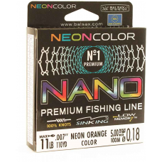 Леска BALSAX Nano Neon Orange BOX 100м 0,18 (5,0кг)