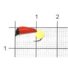 Мормышка Ручейник №6 d2.5 флуоресцентный шар желтый, красный Санхар