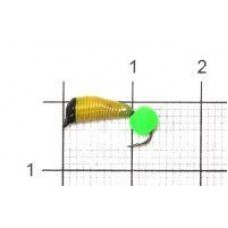 Мормышка Ручейник №6 d2.5 флуоресцентный шар зеленый, желтый Санхар