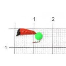 Мормышка Ручейник №6 d2.5 флуоресцентный шар зеленый, красный Санхар
