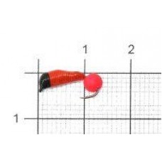 Мормышка Ручейник №6 d2.5 флуоресцентный шар красный, красный Санхар