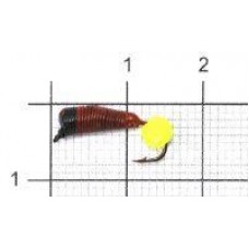 Мормышка Ручейник №7 d2.5 флуоресцентный шар желтый неон, красный Санхар