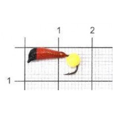 Мормышка Ручейник №7 d2.5 флуоресцентный шар желтый, красный Санхар