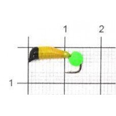 Мормышка Ручейник №7 d2.5 флуоресцентный шар зеленый, желтый Санхар