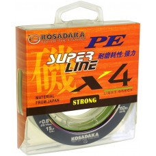 Леска плетеная Kosadaka SUPER LINE PE X4 150м light-green 0.14 mm