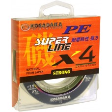 Леска плетеная Kosadaka SUPER LINE PE X4 150м dark green 0.16 mm