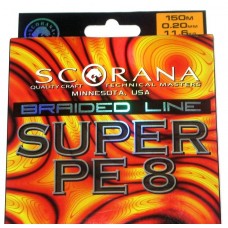 Леска плетеная Scorana SUPER PE 8, 150m, Темн. Зелен., 0.40mm